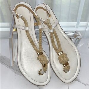 Michael Kors White Nautical Rope Sandals w/Gold Hardware - Size 10